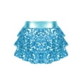 thumbnail image 1 of DPOIS Girls Sequined 3-Layers Ruffle Tiered Mini Skirt for Dance Light Blue 14, 1 of 5