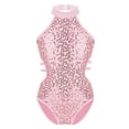 thumbnail image 1 of DPOIS Girls Sequined Turtle Mock Neck Leotard for Gymnastics Ballet Dance Costumes Pink 4, 1 of 7