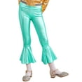 thumbnail image 1 of DPOIS Girls Shiny Metallic Bell-Bottoms Leggings Flared Pants Lake Green 14, 1 of 6