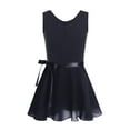 thumbnail image 1 of DPOIS Girls Sleeveless Ballet Dance Leotard with Chiffon Wrap-around Skirt Gymnasitic Dress Black 12-14, 1 of 7