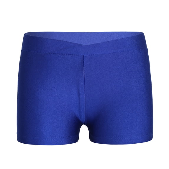 DPOIS Girls Stretchy Sports Shorts Ballet Dance Gymnastics Fitness Workout Bottoms Royal Blue 2-3