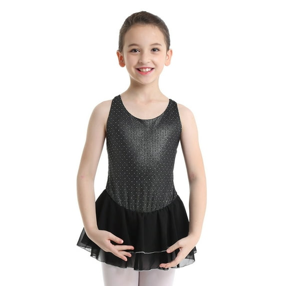 DPOIS Girls Swan Ballet Dance Cutout Back Gymnastic Leotard Ruffle Tiered Tutu Dress