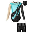 thumbnail image 1 of DPOIS Gymnastics Leotards for Girls Tumbling Biketards Ballet Dance Outfit Turquoise&Black 14, 1 of 5