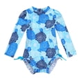 thumbnail image 1 of DPOIS Infant Baby Girls Rash Guard One Piece Long Sleeves Floral Printed Swimsuit Bathing Suit Flower Blue 0-3 Months, 1 of 5