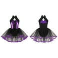 thumbnail image 1 of DPOIS Kid Girls Sparkling Sequins Lyrical Ballet Dance Leotard Tutu Dress Purple-B 6, 1 of 6