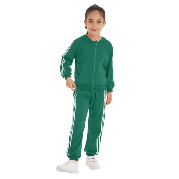 DPOIS Kids Boys 2 Piece Tracksuit Jogger Sets Full Zip Hoodies Outfits Green 18-24 Months