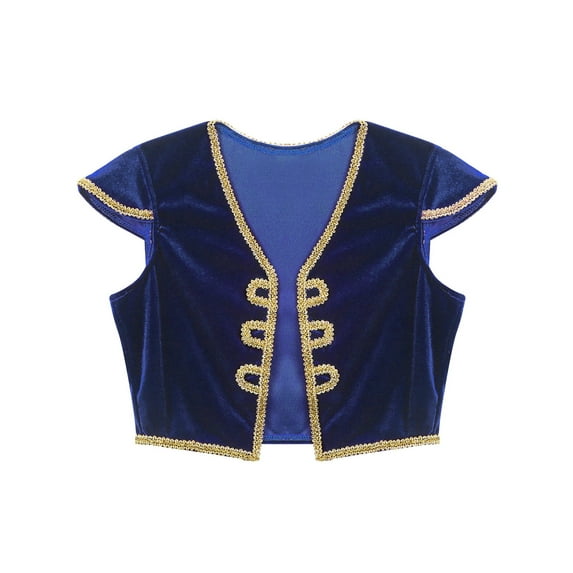 DPOIS Kids Boys Arabian Prince Costume Sleeveless Waistcoat Vest Top Royal Blue 4