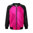 thumbnail image 1 of DPOIS Kids Boys Girls Long Sleeve Flight Jacket Zip Up Coat Dancewear Hot Pink 16, 1 of 5