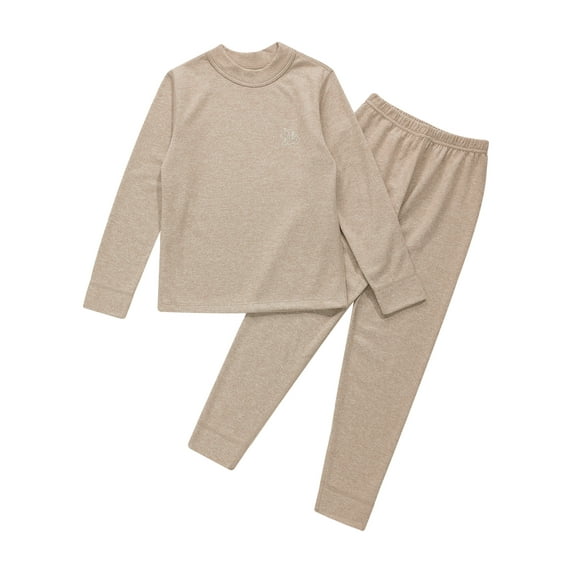 DPOIS Kids Boys Girls Thermal Long Johns Set Long Sleeve Tops+Pants Coffee 13-14