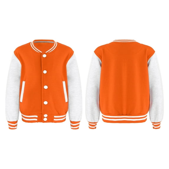 DPOIS Kids Boys Long Sleeve Stand Collar Button Closure School Uniform Outerwear Jacket Orange 11-12