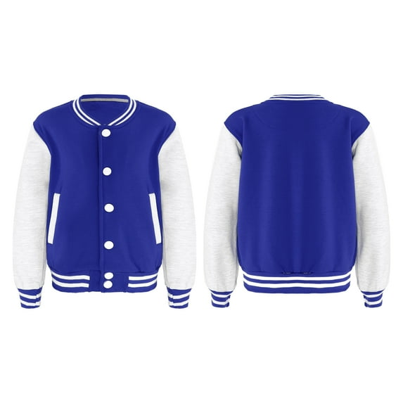 DPOIS Kids Boys Long Sleeve Stand Collar Button Closure School Uniform Outerwear Jacket Royal Blue 9-10