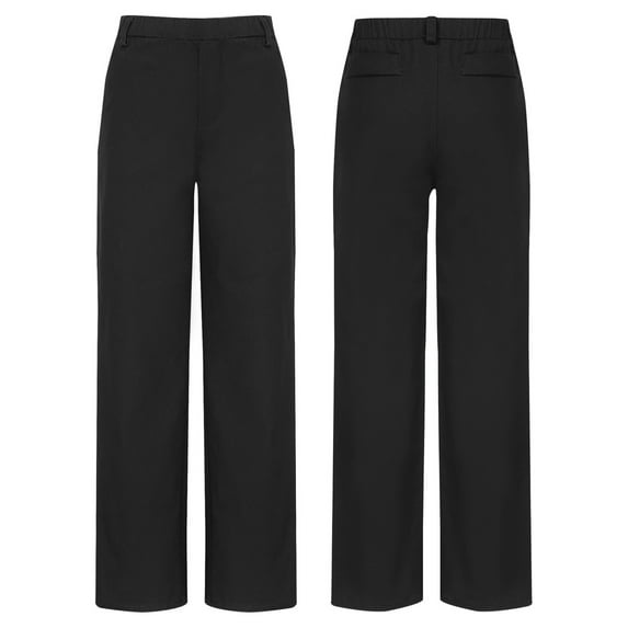 DPOIS Kids Boys School Uniform Straight-Fit Flat-Front Dress Pants Black 6