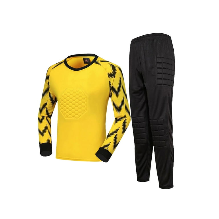 DPOIS Kids Boys Soccer Goalie Jersey with Pants Football Training Outfit  Yellow 9-10