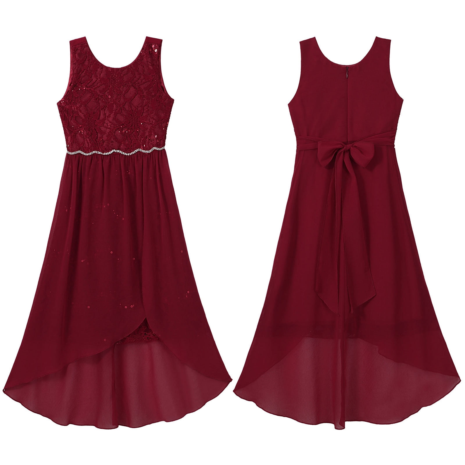 DPOIS Kids Flower Girl Dress Floral Lace Wedding Junior Bridesmaid Dress  Ball Gown Burgundy 8 - Walmart.com