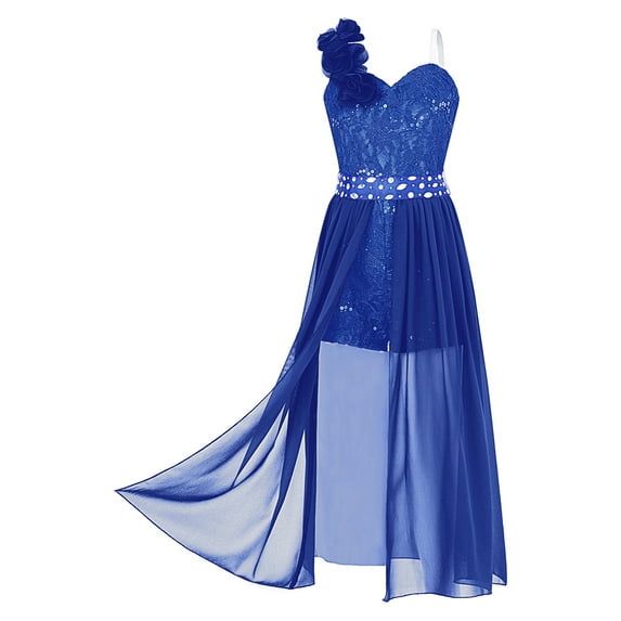 DPOIS Kids Flower Girl Dress Formal Wedding Bridesmaid Maxi Dress Royal Blue 10