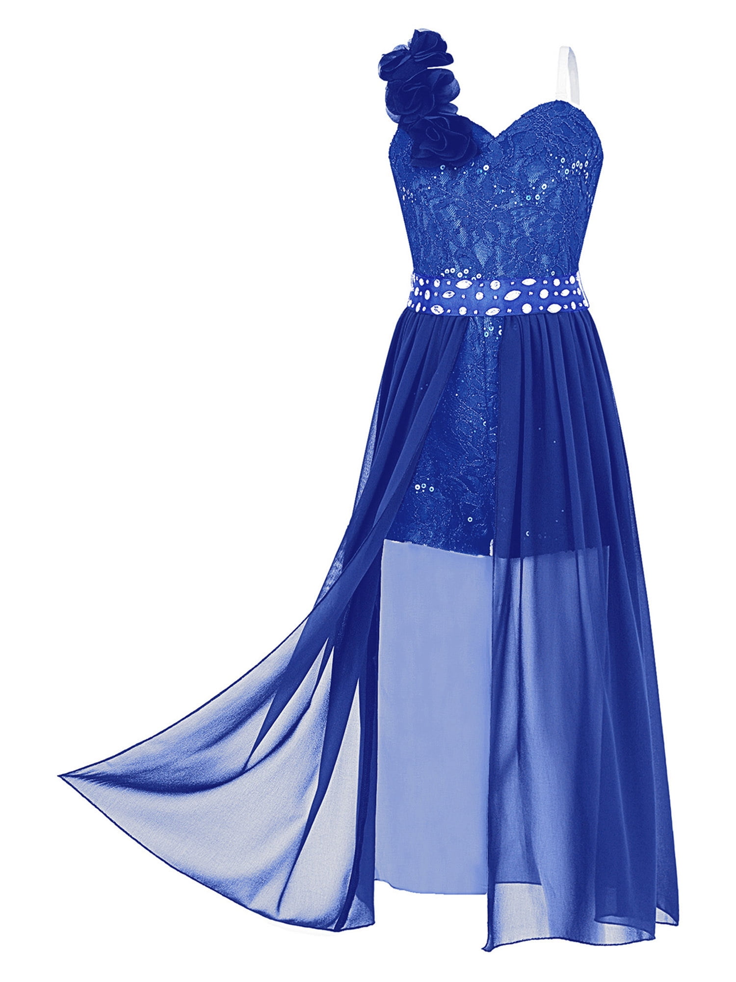 DPOIS Kids Flower Girl Dress Formal Wedding Bridesmaid Maxi Dress Royal Blue 14