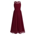 thumbnail image 1 of DPOIS Kids Flower Girl Dress Maxi Sleeveless Rhinestone Wedding Party Chiffon Ball Gown Burgundy 4, 1 of 6