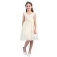 thumbnail image 1 of DPOIS Kids Flower Girls Elegant Sleeveless Wedding Party Formal Dress Cream 12, 1 of 6