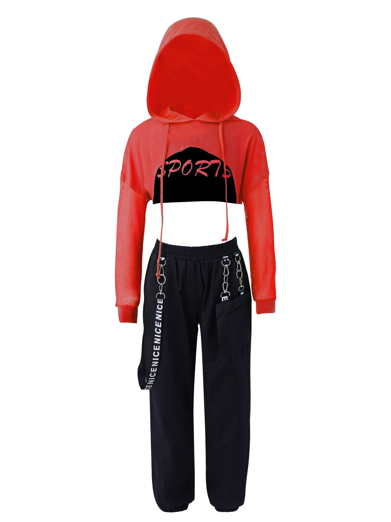 DPOIS Kids Girls 3 Pieces Hip Hop Dance Modern Jazz Team Performance Costume  Red 14 - Walmart.com, image size:1500x2000