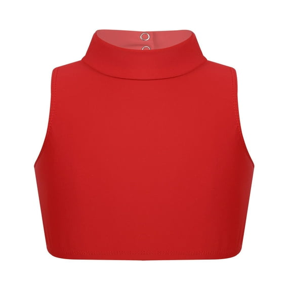 DPOIS Kids Girls Athletic Dance Crop Tops Tanks Gymnastics Ballet Dancewear Red 6