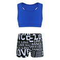 thumbnail image 1 of DPOIS Kids Girls Athletic Workout Outfit Tank Tops with Shorts Set for Exercise Blue&Black 3-4, 1 of 7