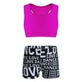 thumbnail image 1 of DPOIS Kids Girls Athletic Workout Outfit Tank Tops with Shorts Set for Exercise Rose&Black 3-4, 1 of 7