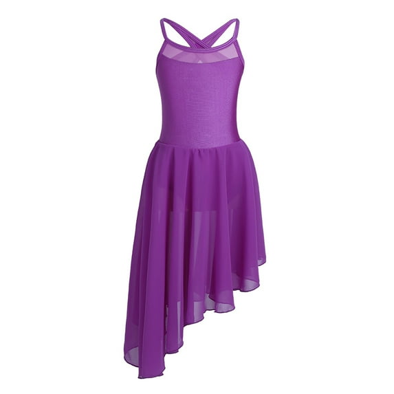 DPOIS Kids Girls Ballet Dance Dress Contemporary Lyrical Ballroom Dance Leotard Purple 11-12