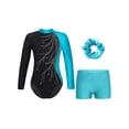 thumbnail image 1 of DPOIS Kids Girls Ballet Dance Outfits Gymnastics Leotard with Shorts Hair Band Lake Blue 14, 1 of 7