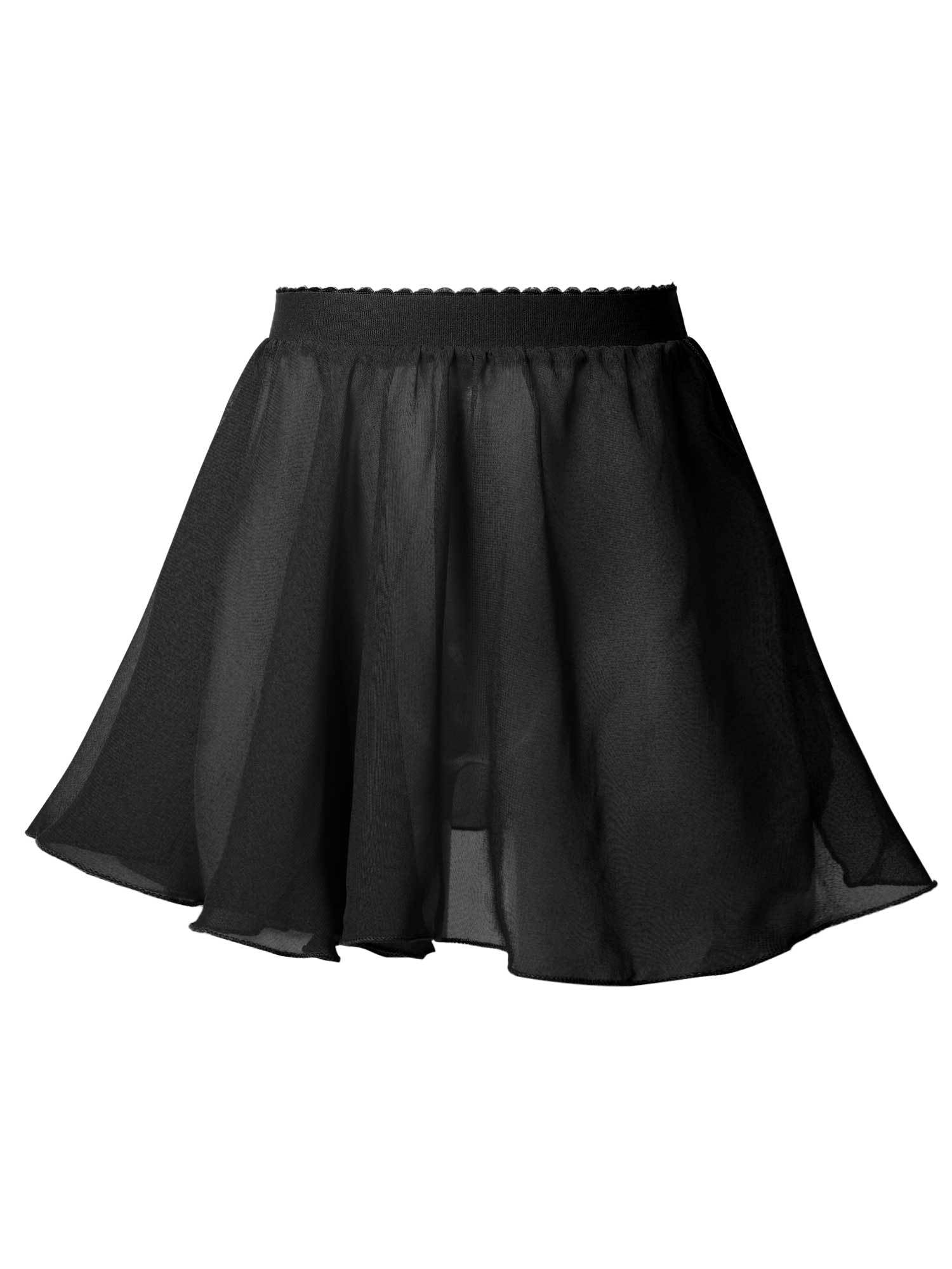 DPOIS Kids Girls Basic Chiffon Wrap Skirt Ballet Pull-On Skirt Black 3 ...