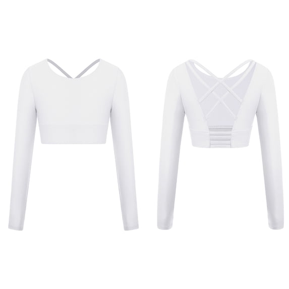 DPOIS Kids Girls Basic Dance Crop Top Shirt Compression Athletic T-Shirts