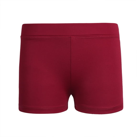 DPOIS Kids Girls Boyleg Active Dancewear Shorts Gym Sports Yoga Workout Bottoms Burgundy 10