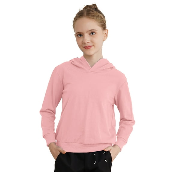 DPOIS Kids Girls Boys Long Sleeve Hooded Sweatshirt Pullover Hoodies Pink 5-6