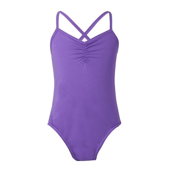 DPOIS Kids Girls Camisole Ballet Dance Leotard Gymnastics Bodysuit Purple 3-4