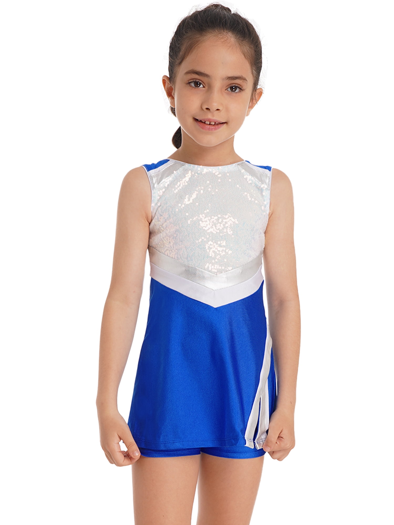 DPOIS Kids Girls Cheer Costume Cheer Leader Uniform Royal Blue 8
