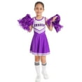 thumbnail image 1 of DPOIS Kids Girls Cheerleading Uniform Costume Cosplay Dance Fancy Dress Purple 5-6, 1 of 6