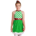 thumbnail image 1 of DPOIS Kids Girls Christmas Costume Halter Sleeveless Striped Ballet Dance Dress Green 6, 1 of 7