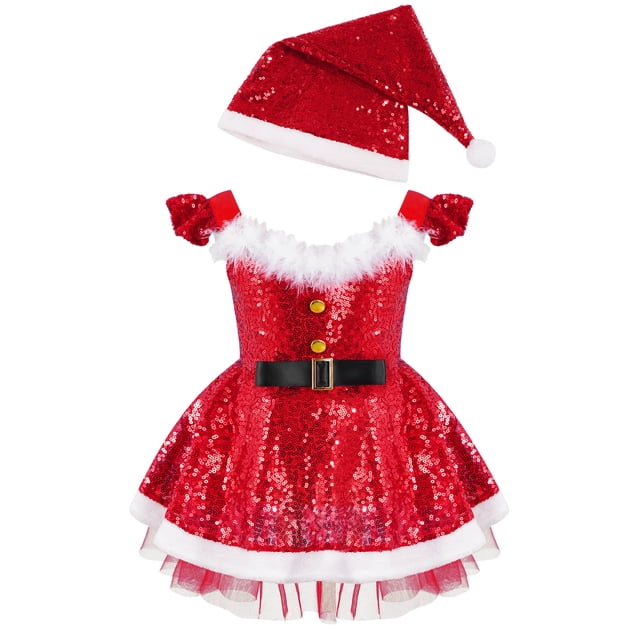 Miss Santa Costume Red Child Light Up Dress
