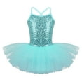 thumbnail image 1 of DPOIS Kids Girls Criss Cross Strap Tutu Dress Sequins Ballet Leotard Turquoise 9-10, 1 of 7