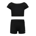 thumbnail image 1 of DPOIS Kids Girls Crop Tops with Booty Shorts Athletic Tracksuit Workout Set Black 12-14, 1 of 6