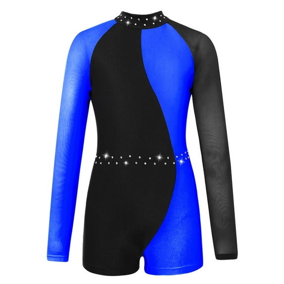 DPOIS Kids Girls Dance Gymnastics Leotards Unitard Biketard Bodysuit Dancewear Royal Blue 12