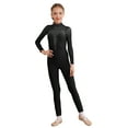 thumbnail image 1 of DPOIS Kids Girls Full Body Unitard Mesh Splice Skating Gymnastics Bodysuit Black 12, 1 of 7