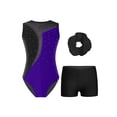 thumbnail image 1 of DPOIS Kids Girls Gymnastics Outfits Sleeveless Leotard with Shorts and Hair Band Purple 10, 1 of 7