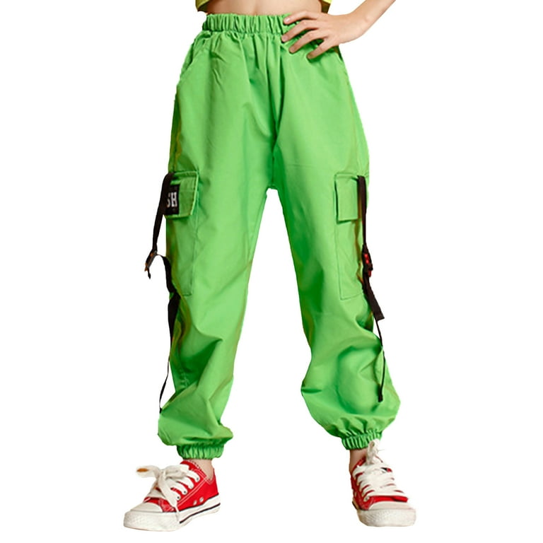 DPOIS Kids Girls Jogger Cargo Pants Elastic Waist with Pockets