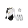 thumbnail image 1 of DPOIS Kids Girls Long Sleeve Gymnastics Leotard Bodysuit+Shorts+Hair Band White 16, 1 of 7