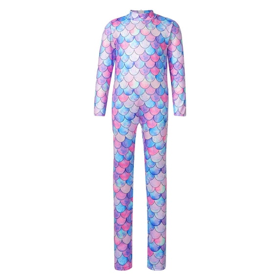 DPOIS Kids Girls Long Sleeve Mermaid Costume Gymnastics Leotards Type F 9-10