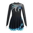 thumbnail image 1 of DPOIS Kids Girls Long Sleeve Shiny Rhinestone Figure Ice Skating Dress Sky Blue 8, 1 of 7