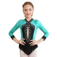 thumbnail image 1 of DPOIS Kids Girls Long Sleeve Sparkly Rhinestone Jumpsuit Gymnastics Leotard Bodysuit Blue Green 8, 1 of 7