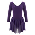 thumbnail image 1 of DPOIS Kids Girls Long Sleeves Ballet Leotard Dancewear Gymnastics Outfit A Purple 2-3, 1 of 7