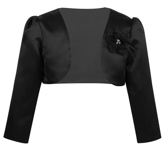 DPOIS Kids Girls Long Sleeves Beaded Bolero Jacket Shrug Cardigan Black 9-12 Months