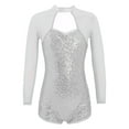 thumbnail image 1 of DPOIS Kids Girls Mesh Sequin Gymnastic Dance Leotard Jumpsuit Silver 12, 1 of 5